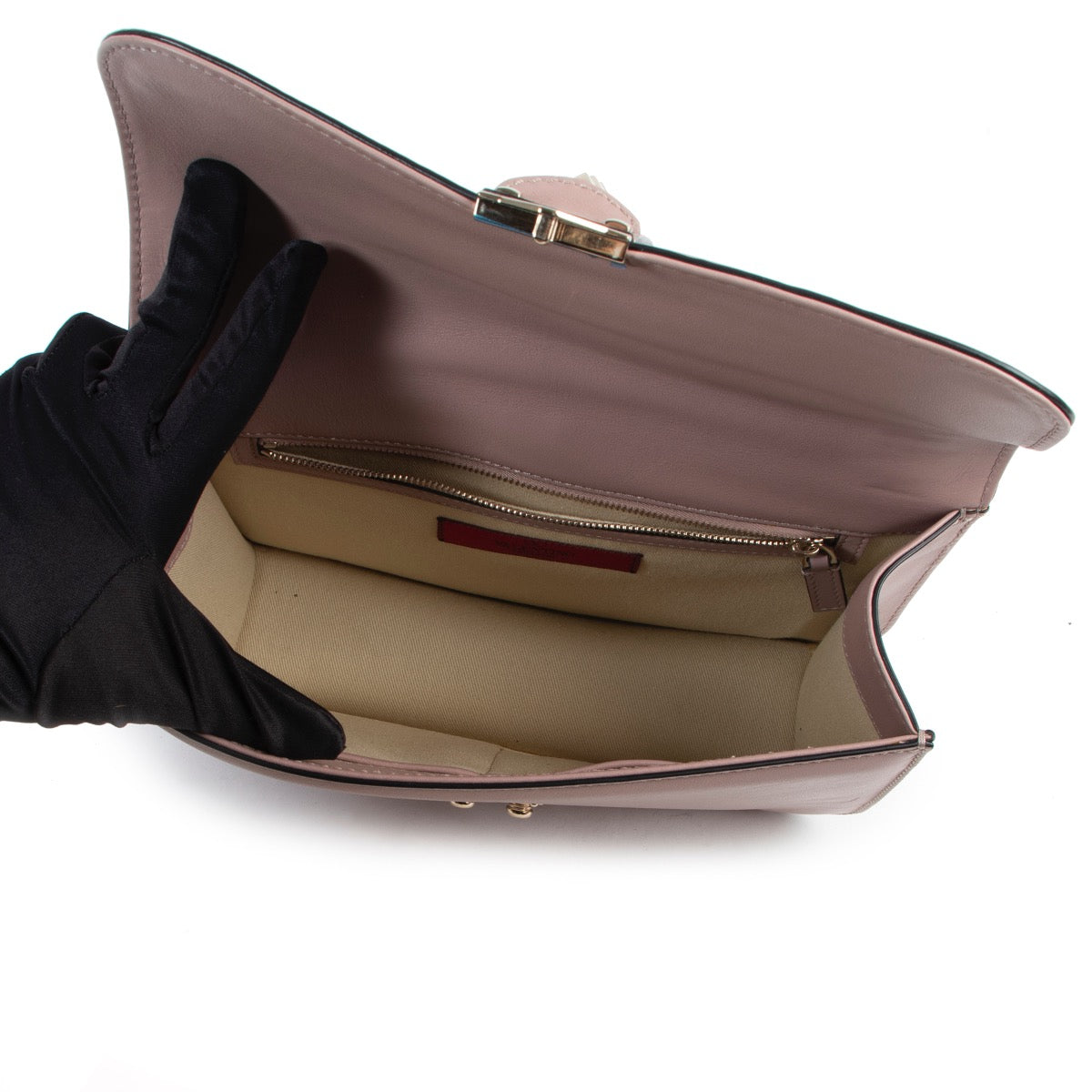 Sac bandoulière moyen Glam Lock Valentino Garavani rose poudré