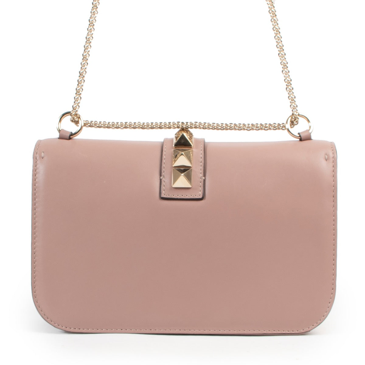 Sac bandoulière moyen Glam Lock Valentino Garavani rose poudré