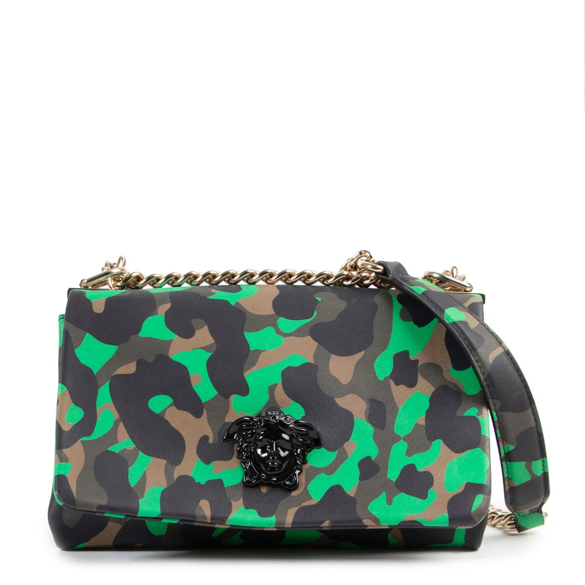 Shop online authentic Versace Green Camouflage Palazzo Empire Crossbody Bag at the right price.