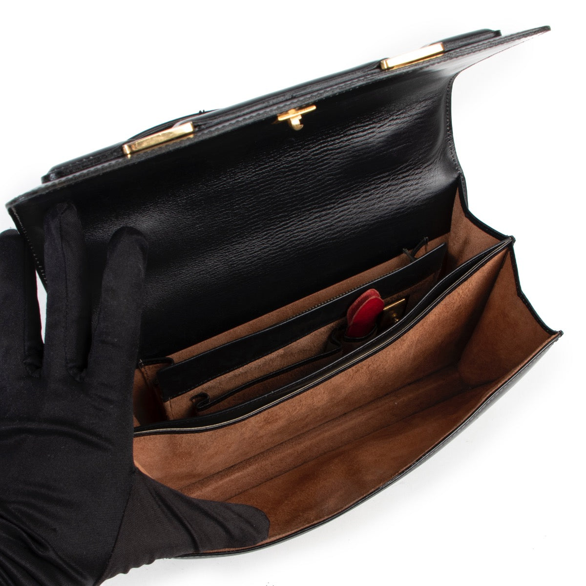 Shop online vintage Delvaux black leather top handle bag at Labellov.com.