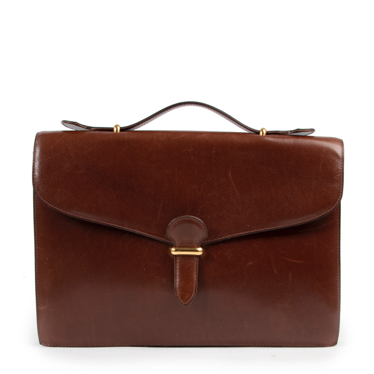 Shop safe online authentic second hand Delvaux Brown Briefcase Top Handle Bag.
