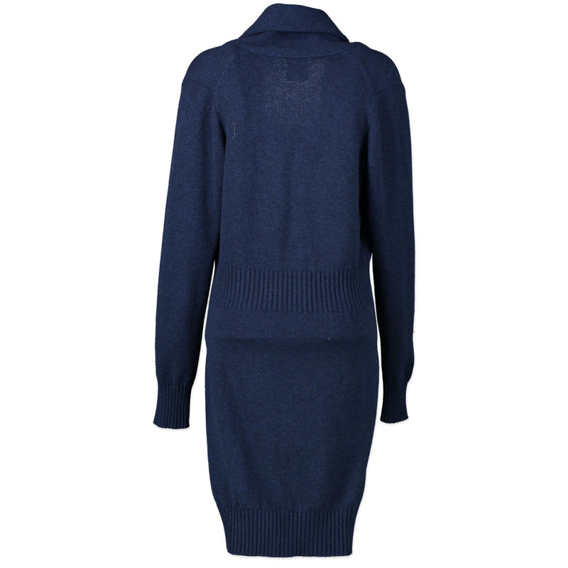 Veilig online kopen van authentieke Chanel blauwe cashmere vest in maat 38.