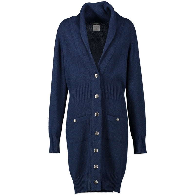 Shop safe online authentic Chanel Blue Cashmere Jacket - Size 38 at Labellov.com.