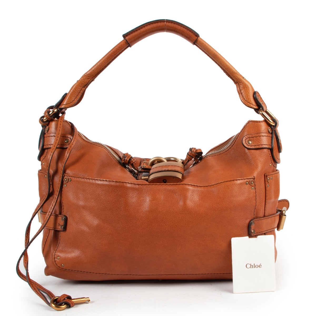 Veilig online kopen van authentieke Chloé Cognac Padlock handtas bij Labellov.Com.