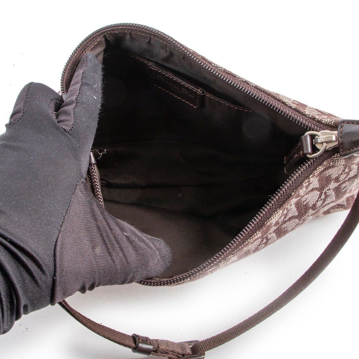 Shop safe online authentic vintage Christian Dior Brown Monogram Shoulder Bag.