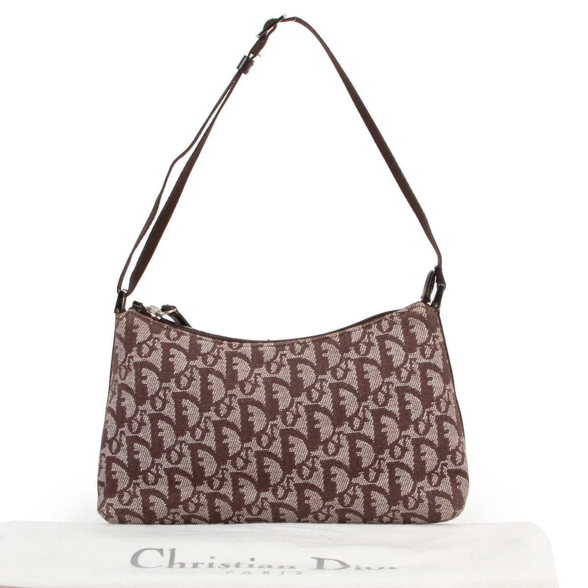 Veilig online kopen van authentieke vintage Christian Dior bruine monogram handtas.