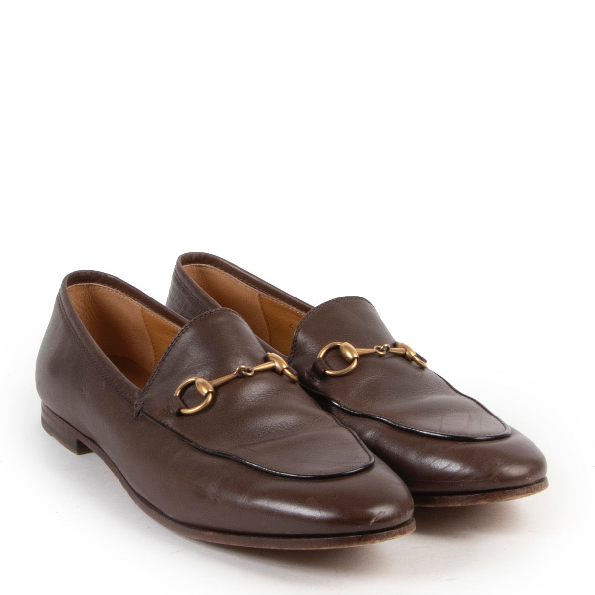 Veilig online kopen van authentiek Gucci Brown Horsebit Loafers in maat 38.