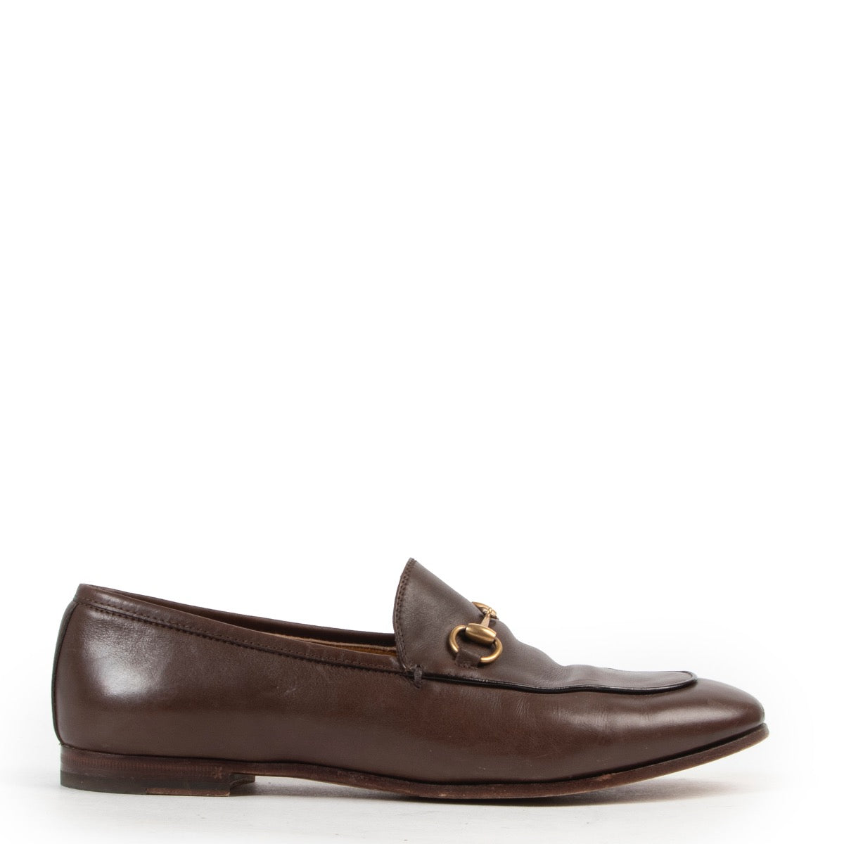 Shop safe online authentic Gucci Brown Horsebit Loafers in Size 38 at Labellov.com.