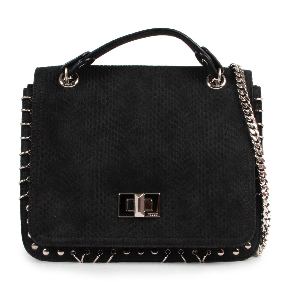 Shop safe online authentic Pucci Black Python Embossed Leather Marquise Crossbody Bag.