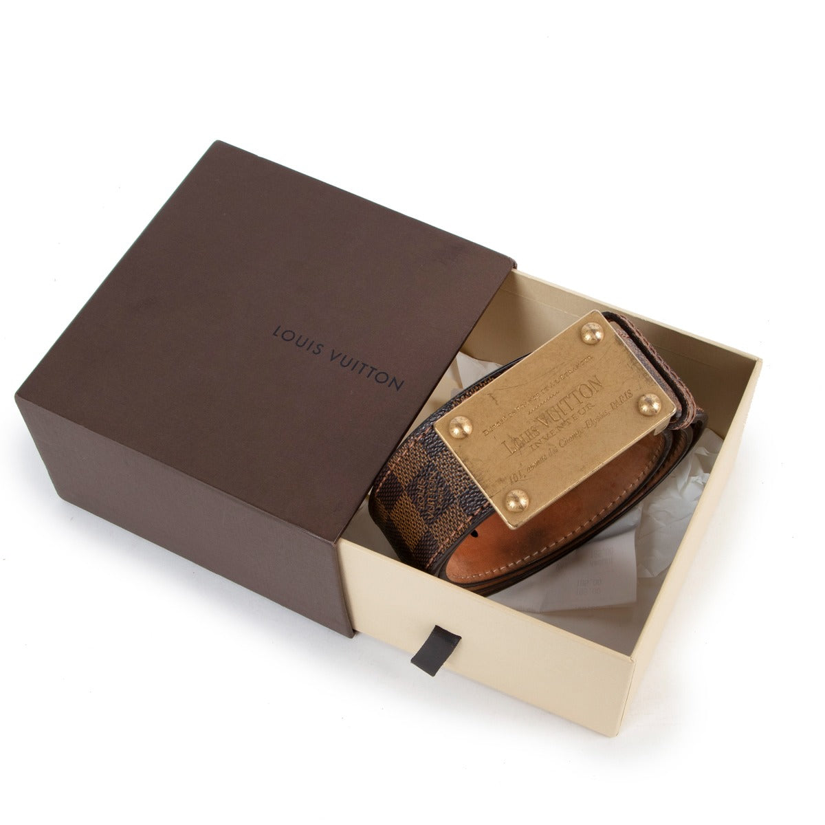 Shop second hand designer vintage Louis Vuitton Inventeur Damier Ebene Belt at Labellov