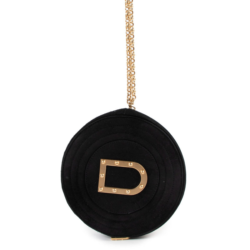 Delvaux Round Black Suede Clutch