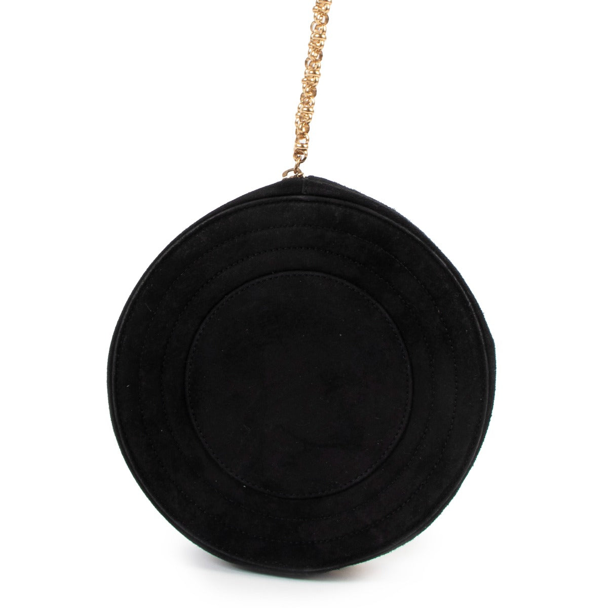 Pochette Delvaux ronde en daim noir