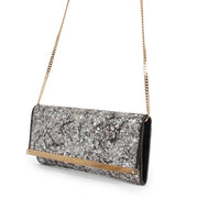 Jimmy Choo Milla Silver Glitter Clutch