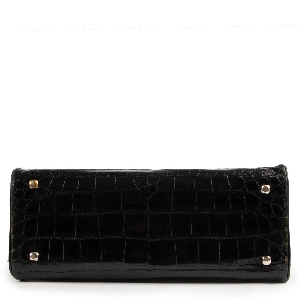 Shop safe online authentic Delvaux Black Croco Tempête MM Bag.