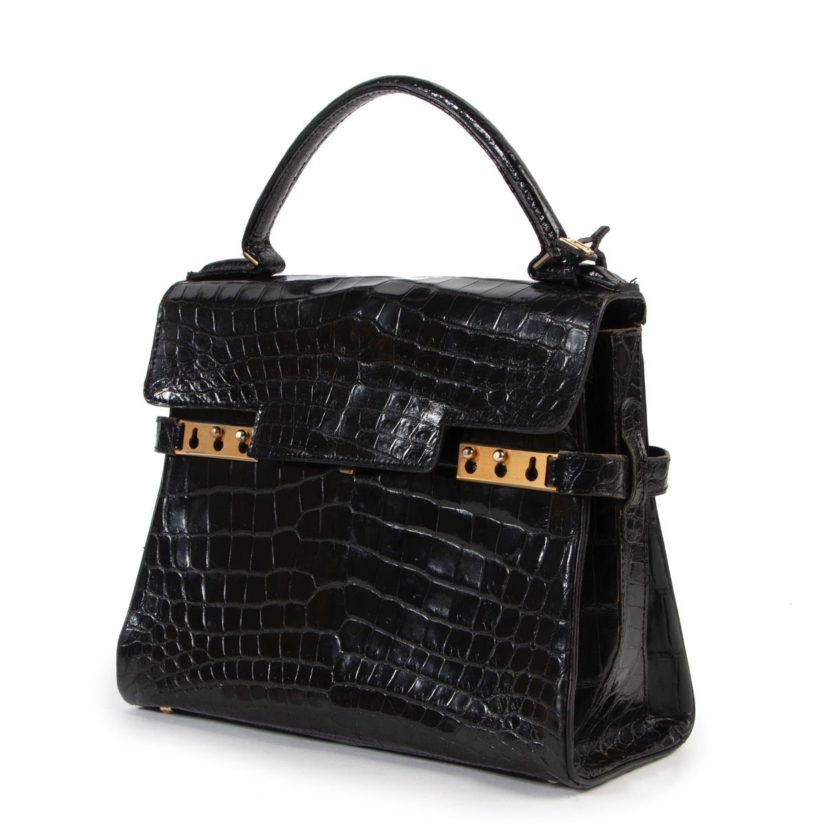 Achetez en ligne second main un sac authentique Delvaux Tempête en cuir noir.