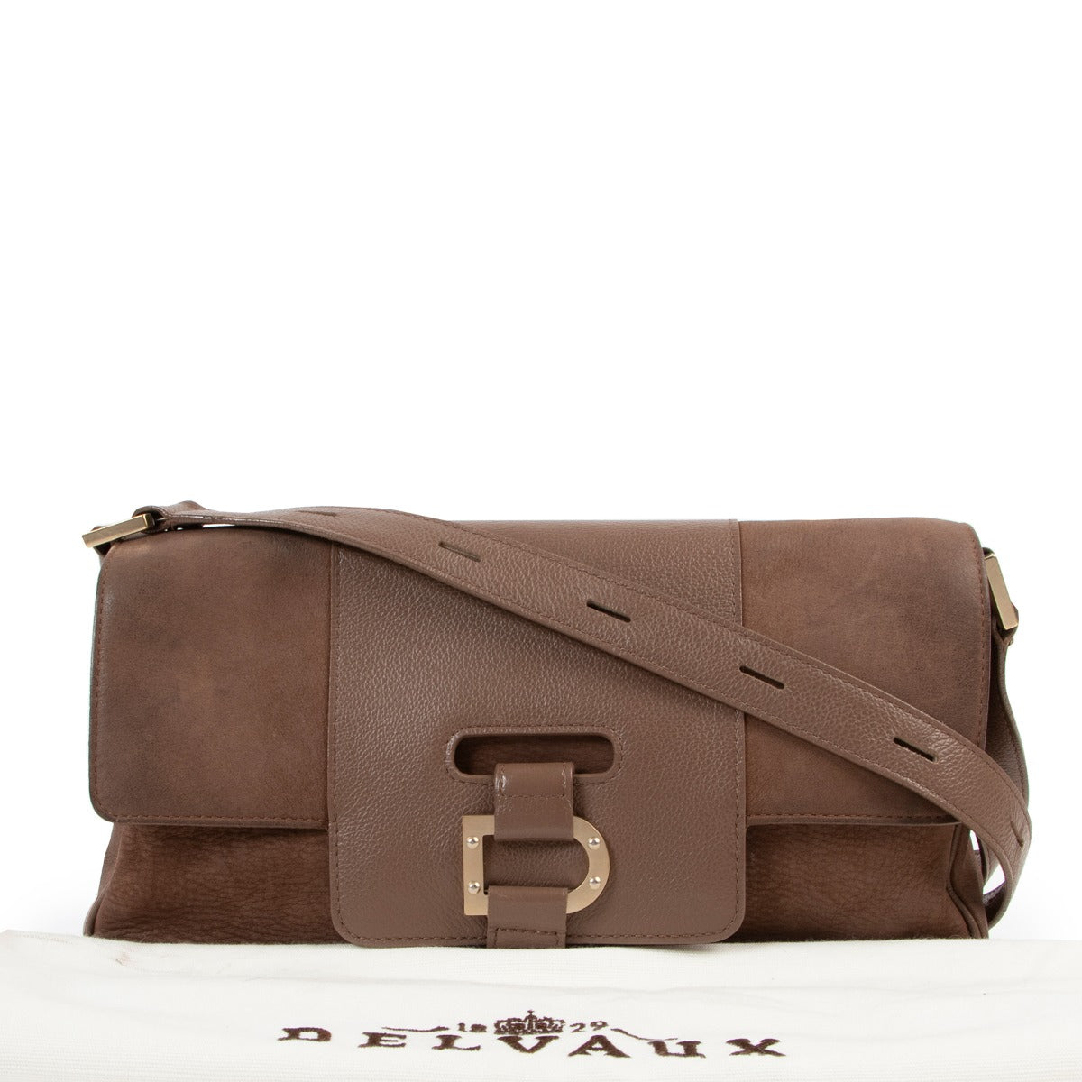 Shop authentic second hand vintage designer Delvaux Colette Taupe Nubuck Shoulder Bag at Labellov