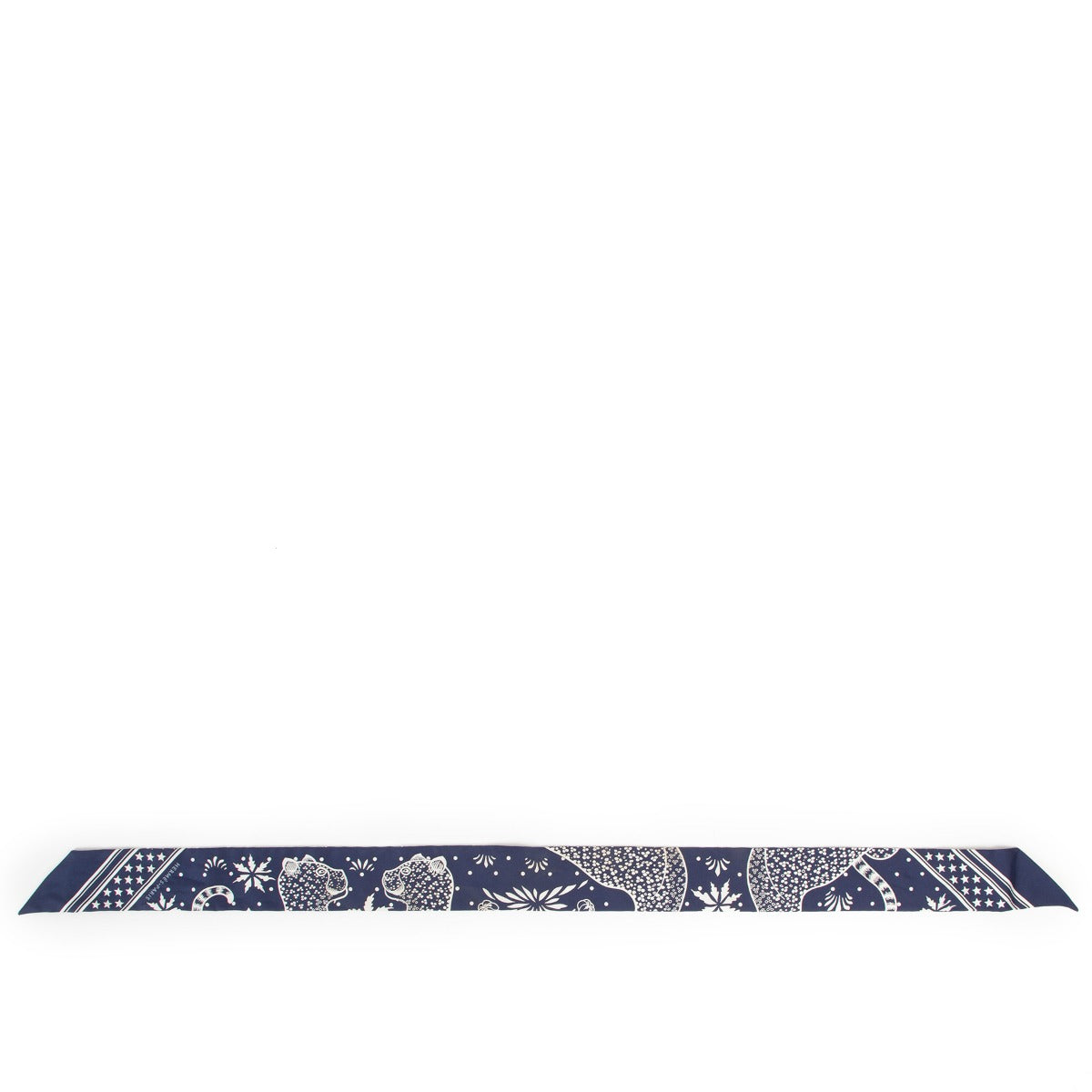 Hermès Navy Les Leopards Bandana Twilly