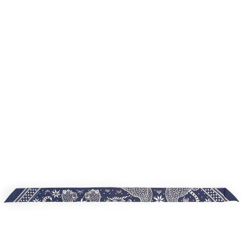 Hermès Navy Les Leopards Bandana Twilly