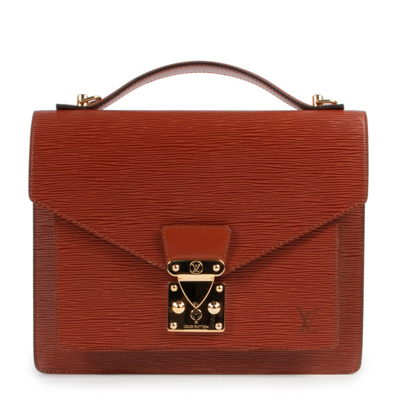 Shop safe online authentic Louis Vuitton Kenyan Fawn Epi leather Monceau Top Handle Bag