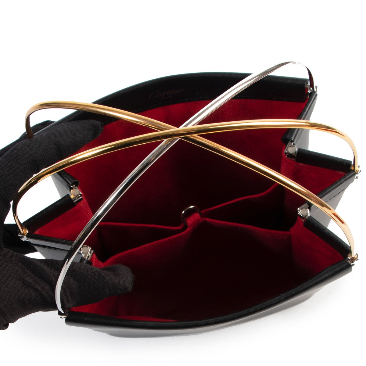 Shop safe online authentic Cartier Black Trinity Top Handle Bag at the right price.
