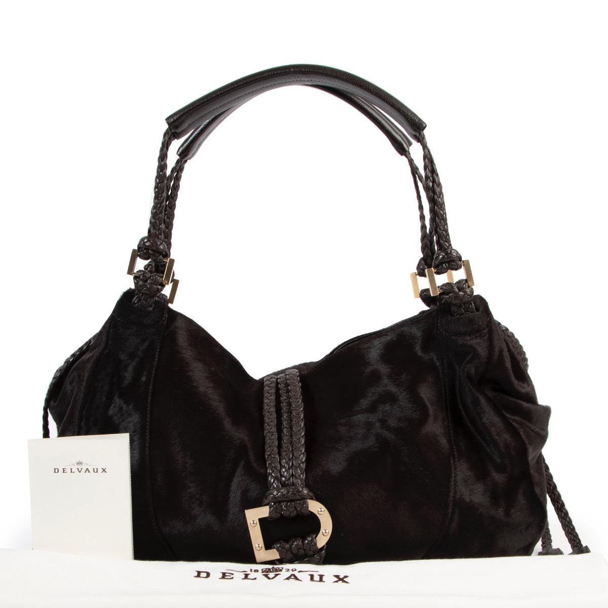 Shop safe online authentic Delvaux Brown Eugène GM Shoulder Bag at Labellov.com.