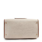 Shop safe online 100% authentic second hand Delvaux Beige Canvas Astrid Boston Bag at the right price at Labellov in Antwerp.