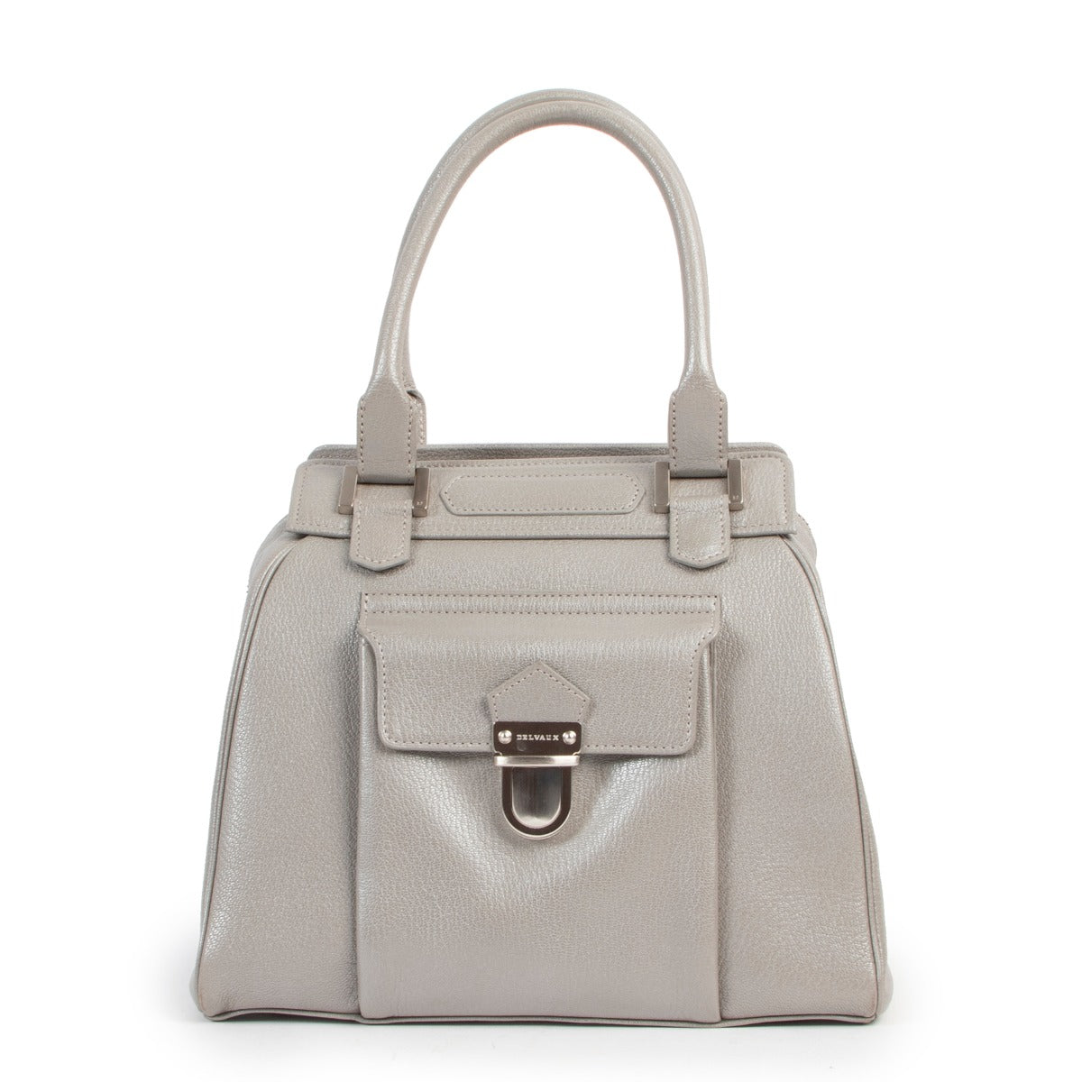 Delvaux Gris Clair Coquin MM Top Handle Bag