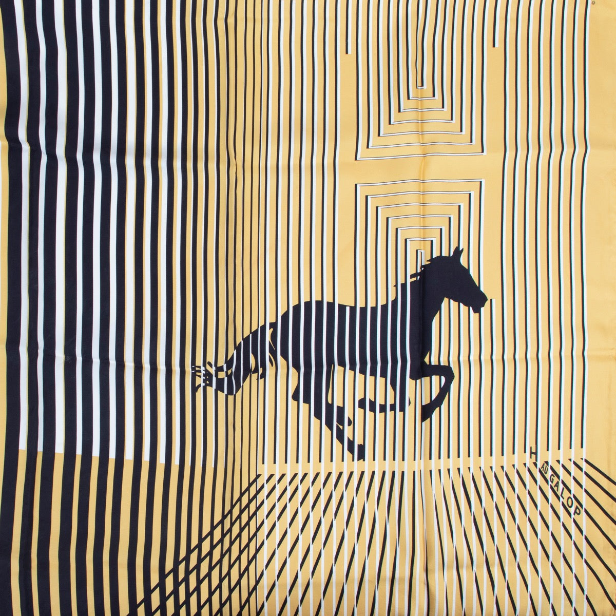 Shop safe online 100% authentic second hand Hermès Yellow Black Au Galop Scarf in very good condition at the right price at Labellov in Antwerp.