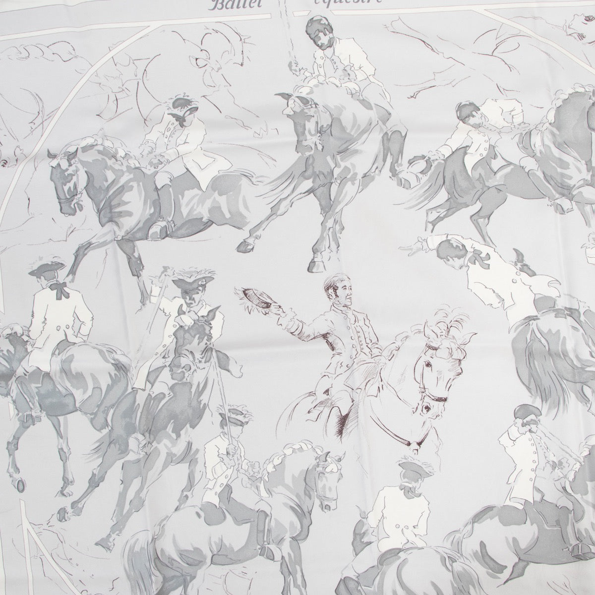 Shop safe online 100% authentic second hand Hermès Grey Ballet Equestre Scarf in very good condition at Labellov in Antwerp.