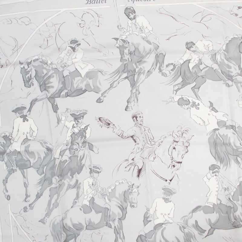 Shop safe online 100% authentic second hand Hermès Grey Ballet Equestre Scarf in very good condition at Labellov in Antwerp.