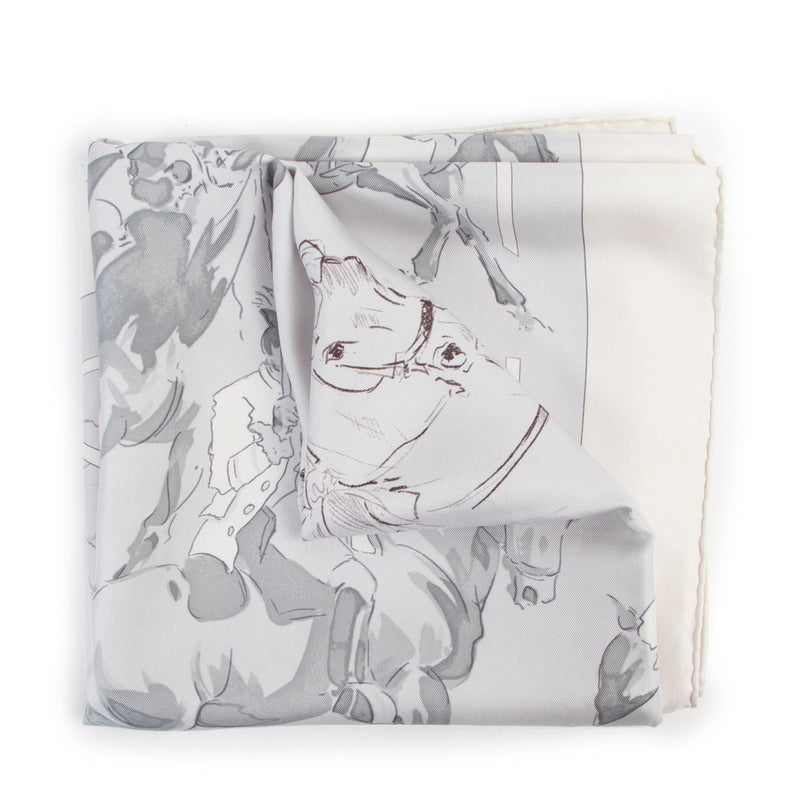 Shop safe online 100% authentic second hand Hermès Grey Ballet Equestre Scarf in very good condition at Labellov in Antwerp.