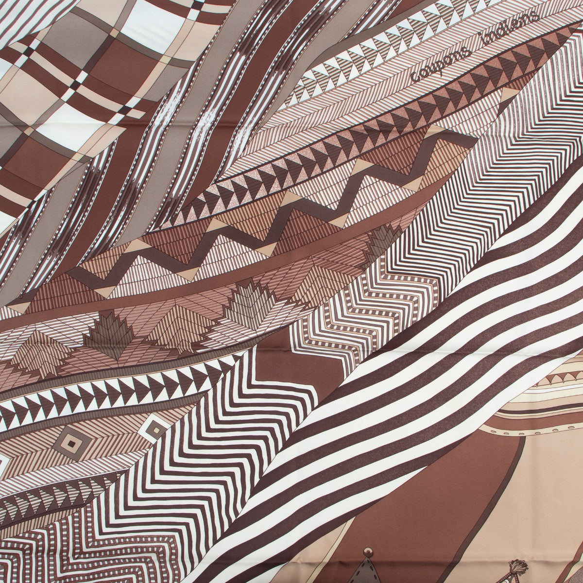 Shop safe online 100% authentic second hand Hermès Brown Coupons Indiens Silk Scarf