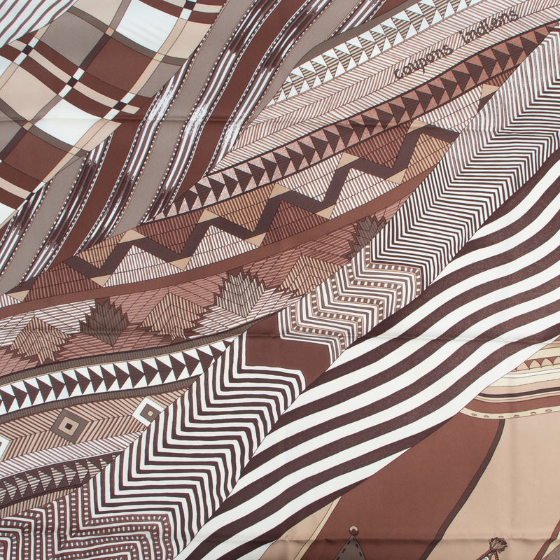 Shop safe online 100% authentic second hand Hermès Brown Coupons Indiens Silk Scarf