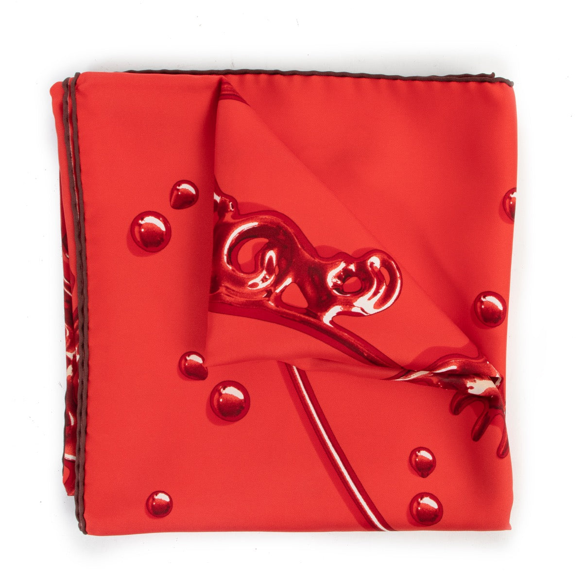 Shop safe online 100% authentic Hermès Red Vif Argent Silk Scarf