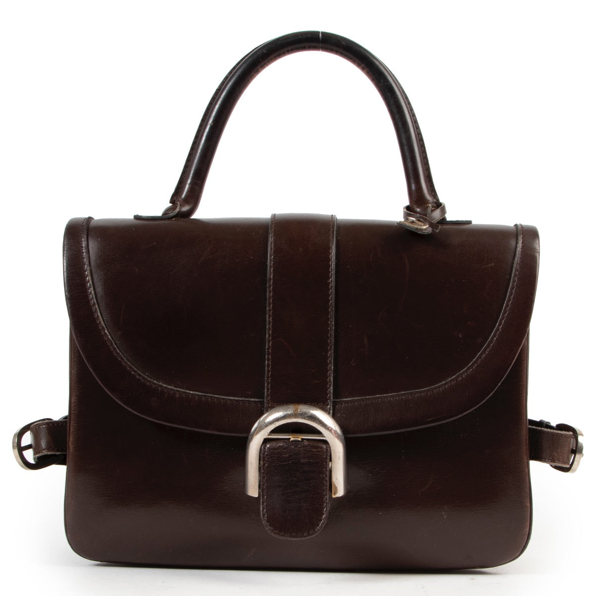 Shop safe online authentic second Hand Delvaux Brown Brillant Top Handle Bag.
