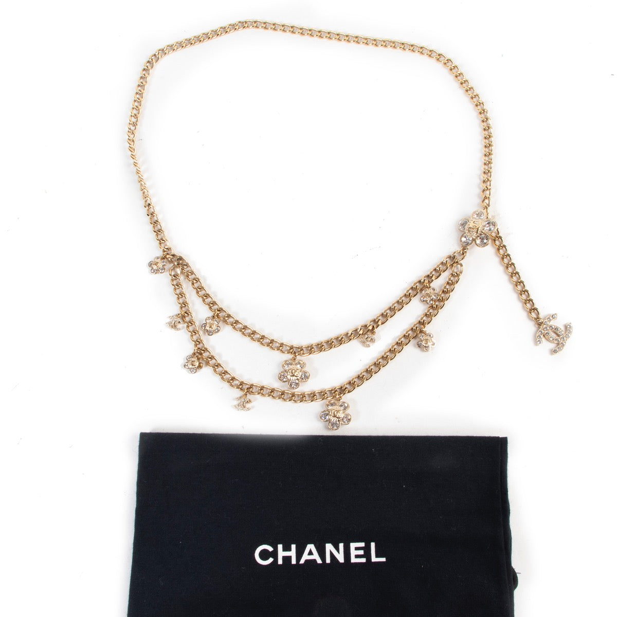 Veilig online kopen van authentieke Chanel gouden bedel riem bij Labellov.Com.