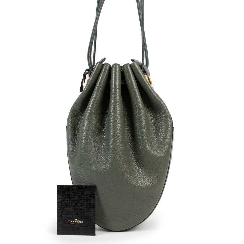 Delvaux Green Tabarin Drawstring Bucket Bag