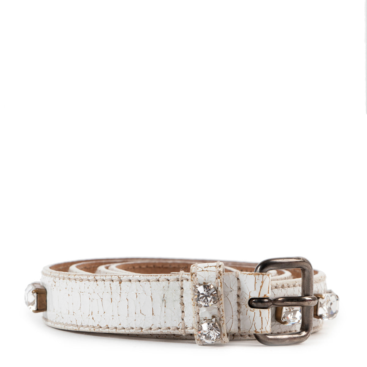 Miu Miu White Stone Embellished Belt