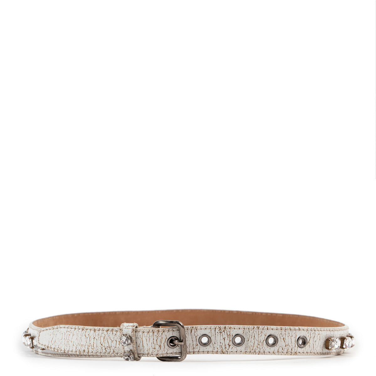 Miu Miu White Stone Embellished Belt - Size 85