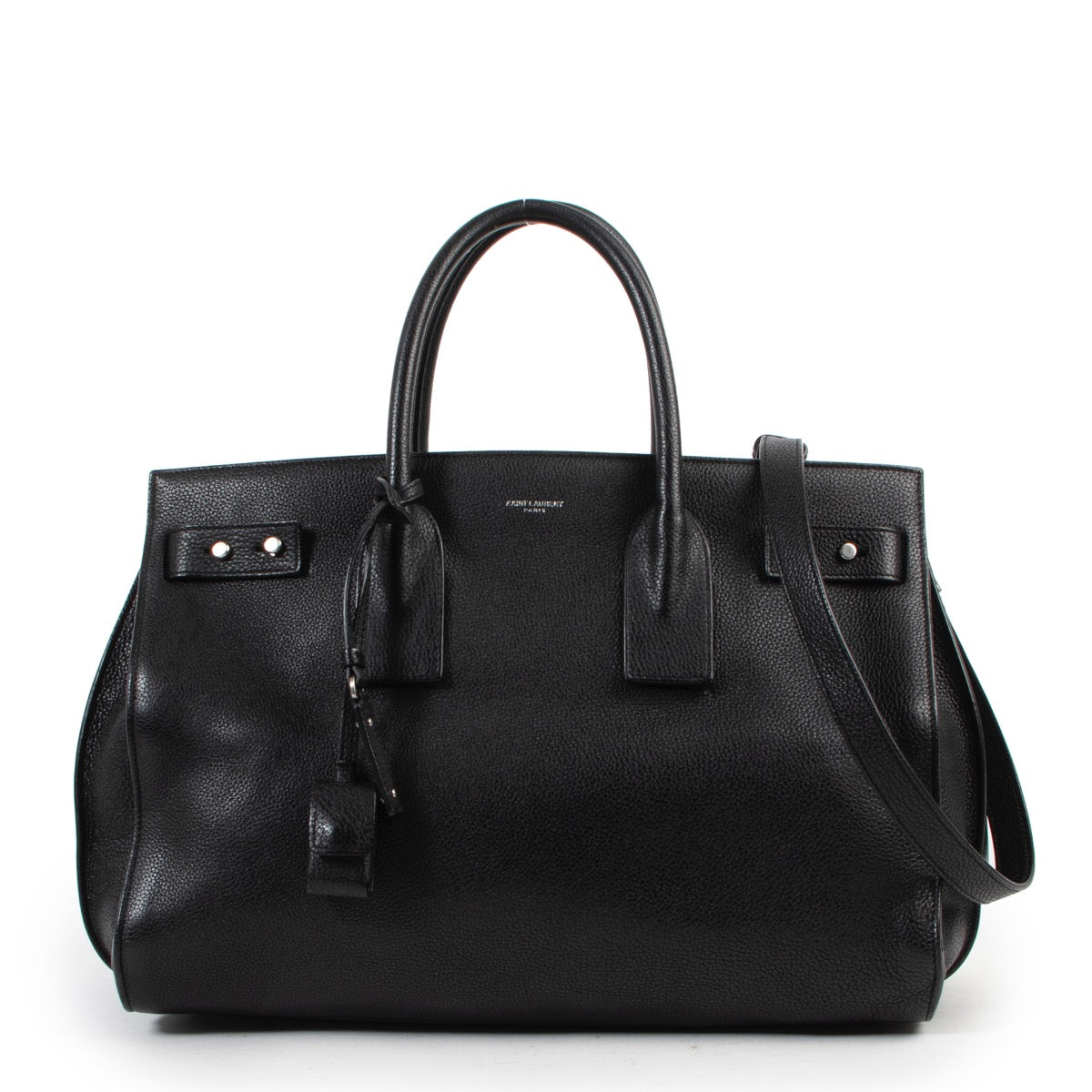 Shop safe online authentic Saint Laurent Black Sac De Jour Top Handle Bag at the right price.