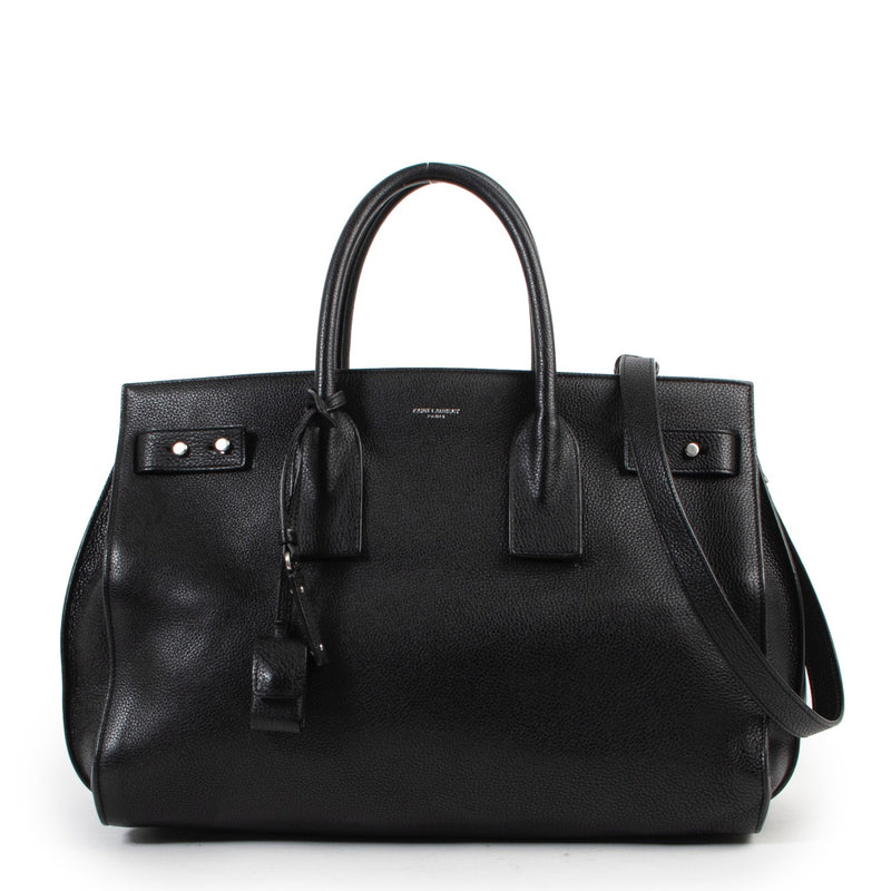 Shop safe online authentic Saint Laurent Black Sac De Jour Top Handle Bag at the right price.