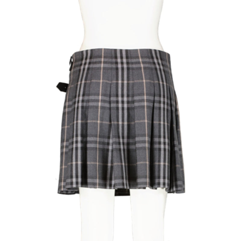 Burberry London Pleated Checked Wool Kilt Skirt