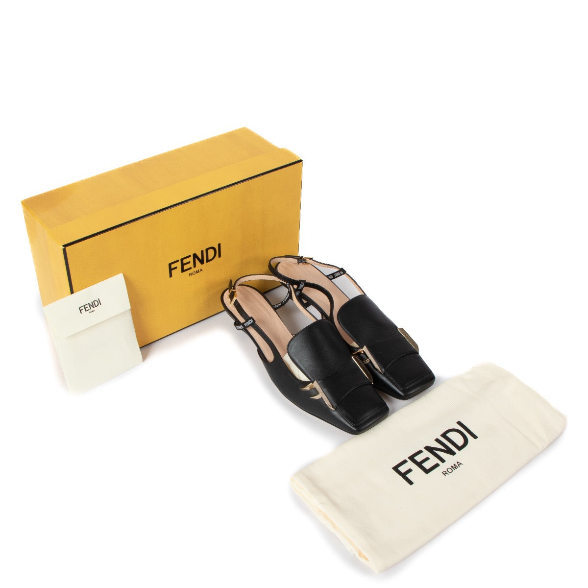 Shop safe online at Labellov in Antwerp, Brussels and Knokke these 100% authentic second hand Fendi Black Slingback Heels - size 37