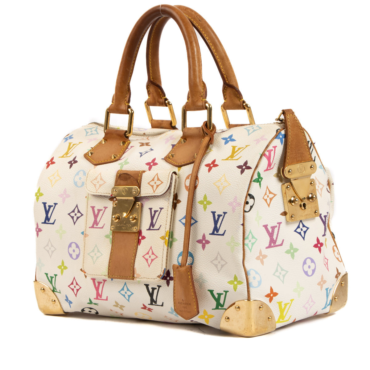 Louis Vuitton Multicolor Monogram Speedy Top Handle Bag for the best price at Labellov secondhand luxury in Antwerp. We buy and sell your preloved and brand new designer bags.
