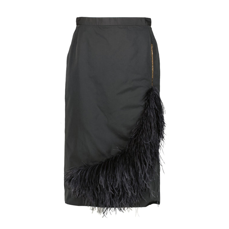 Dries Van Noten Black Feather Skirt