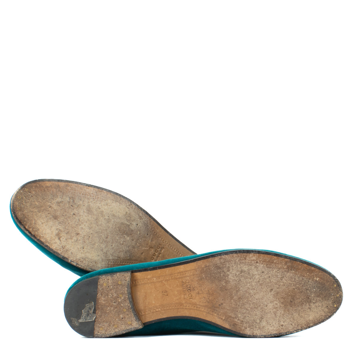Gucci Blue Velvet Jordaan Loafers - size 37