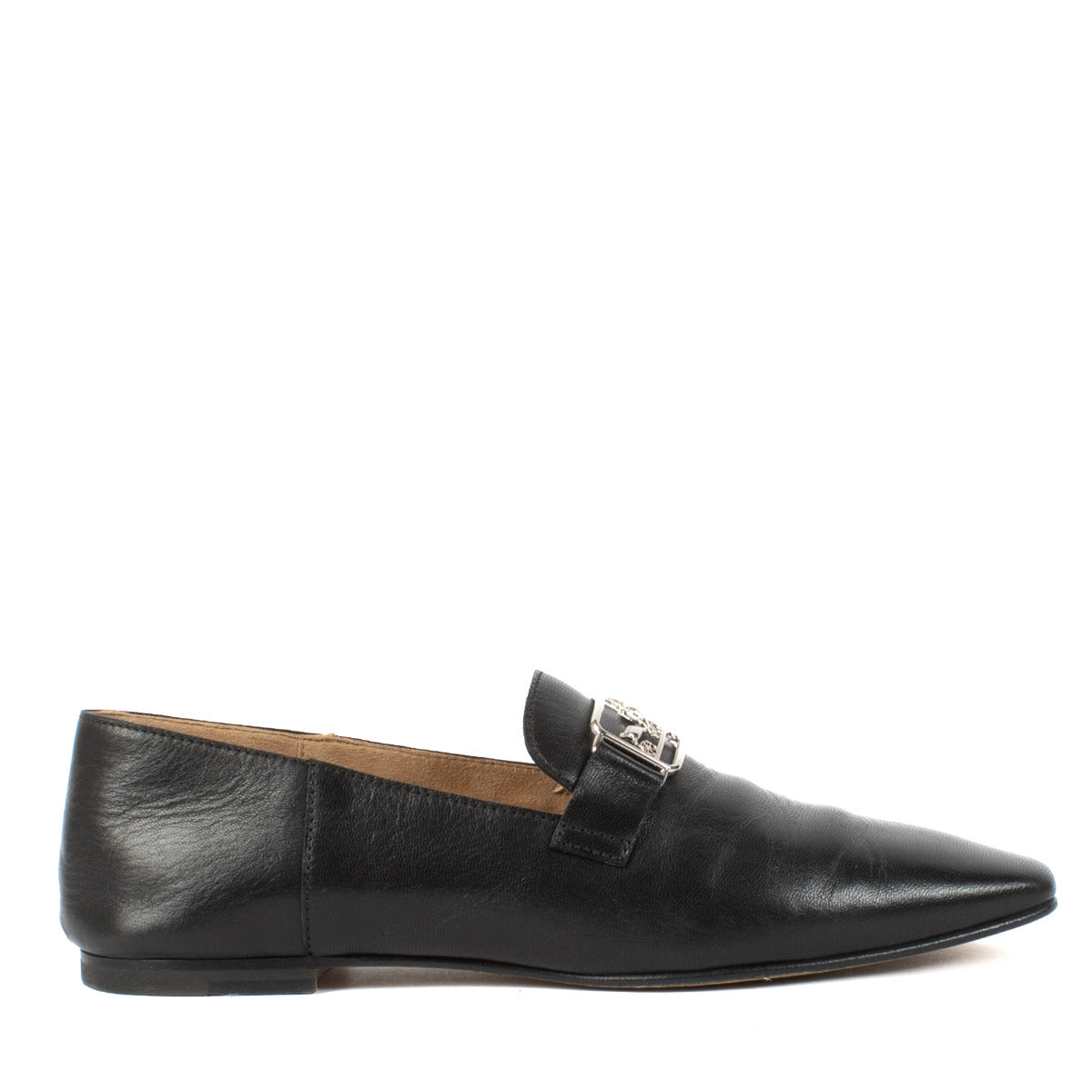 Hermès Black Leather Time Loafers