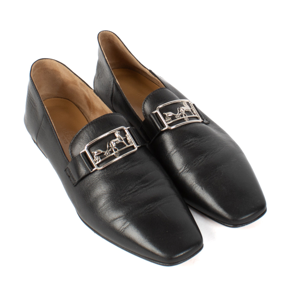 Hermès Black Leather Loafers