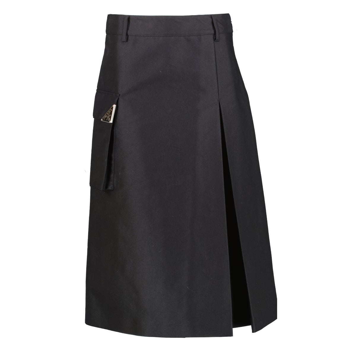 Prada Black Re-Nylon Logo Midi Cargo Skirt
