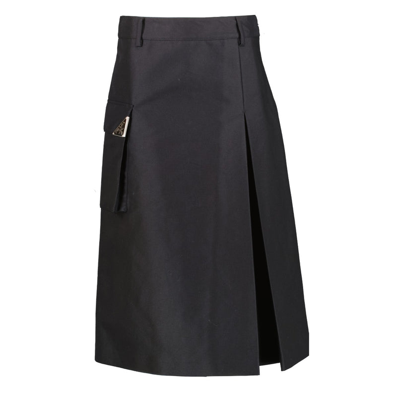 Prada Black Re-Nylon Logo Midi Cargo Skirt